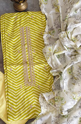 Elegant Pure Cotton Printed Embroidered Suit with Matching Dupatta